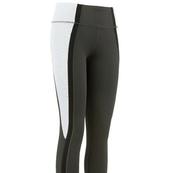 Athleta Colorblock Contender 7/8 Leggings Tights Olive White Black S - Picture 2 of 7